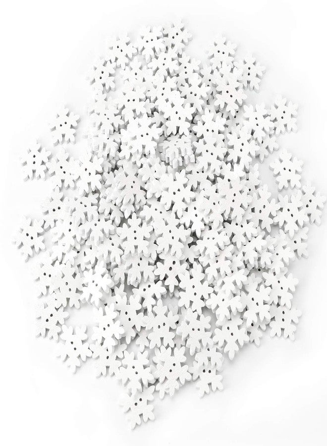 Konsait 150pcs White Snowflake Buttons Assorted 18mm Christmas Wooden Buttons Mini Holiday Collection Snowflakes Buttons Embellishments for Knitting Sewing DIY Scrapbook Crafts Xmas Decoration - Image 2