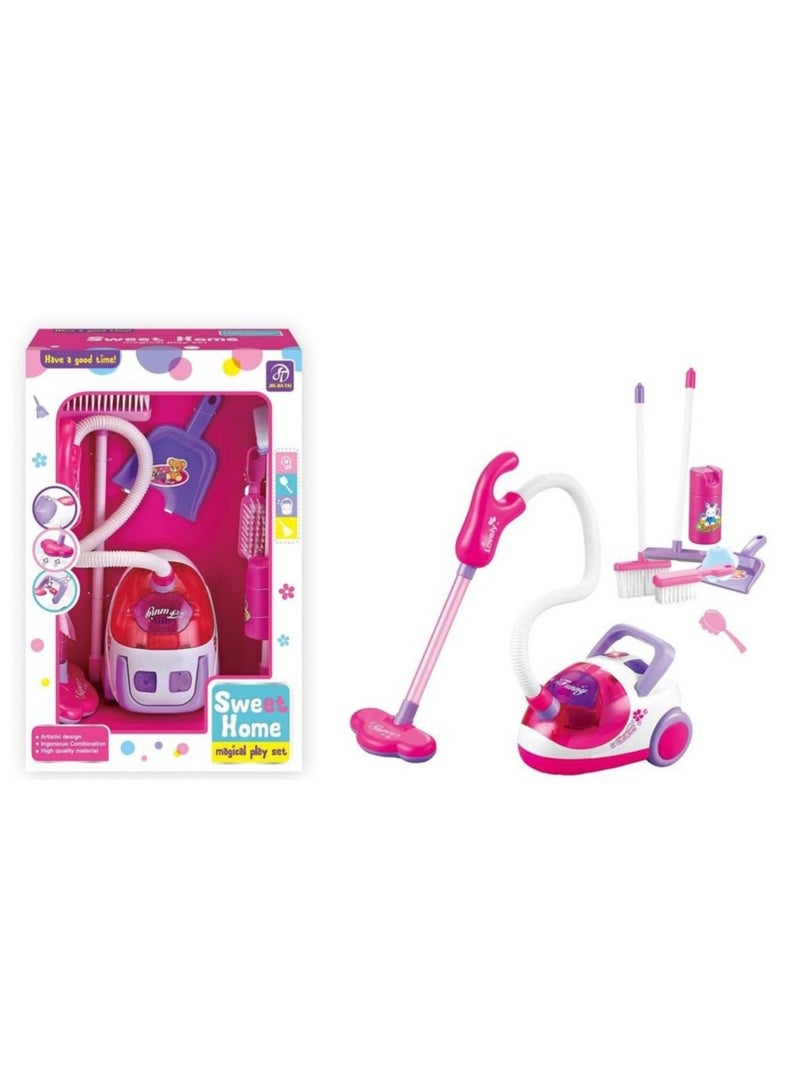 كيكو مكنسة كهربائية بمؤثرات ضوئية وصوتية، لعبة أطفال، مجموعة منزلية مع مكنسة ومجرفة وإكسسواراتها، متعددة الألوان - Image 1