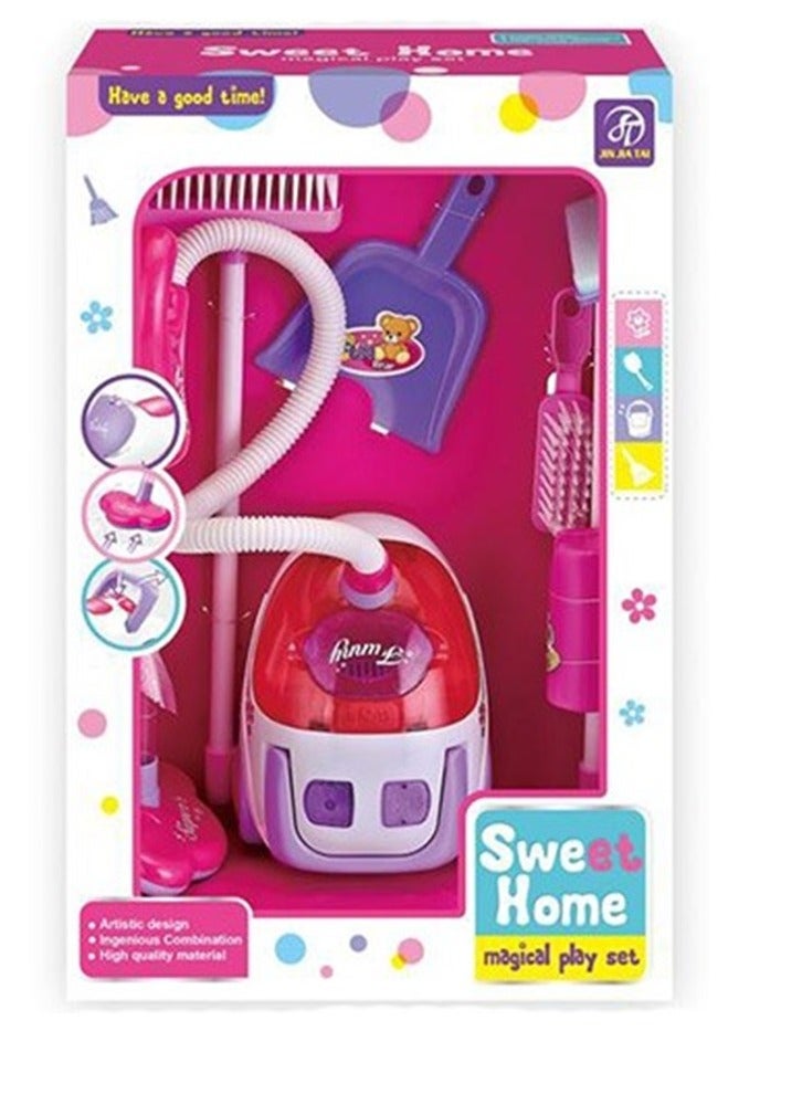 كيكو مكنسة كهربائية بمؤثرات ضوئية وصوتية، لعبة أطفال، مجموعة منزلية مع مكنسة ومجرفة وإكسسواراتها، متعددة الألوان - Image 3