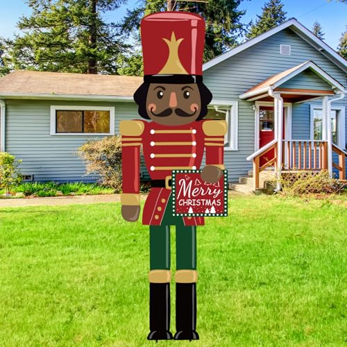 Cinnvoice 39 Black Nutcracker Christmas Outdoor Decor Large Black Nutcracker Metal Yard Stake Sign for Xmas Home Front Door Outdoor Garden Lawn Decor - Image 3