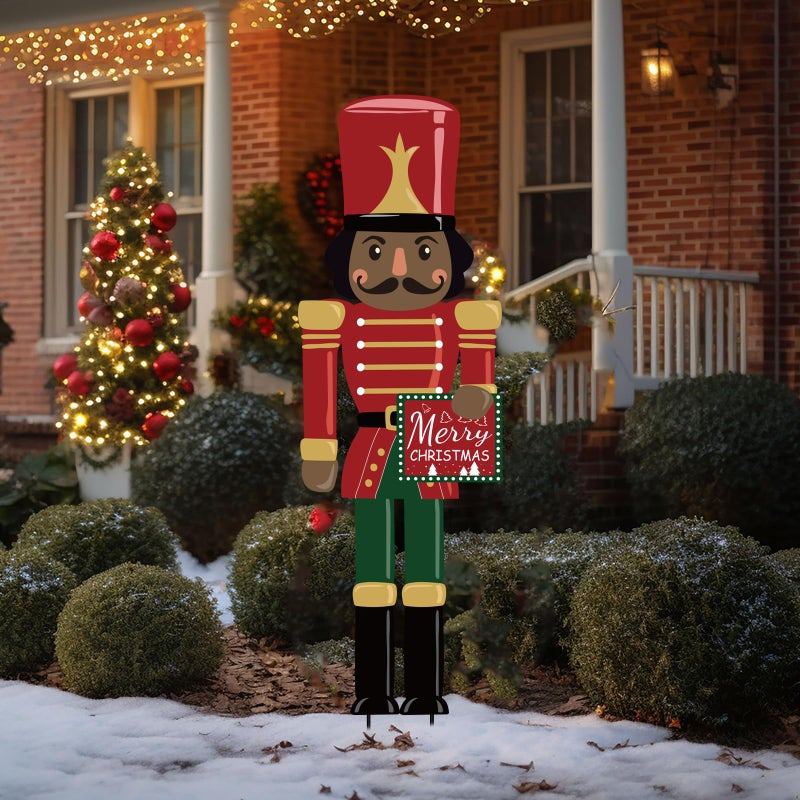 Cinnvoice 39 Black Nutcracker Christmas Outdoor Decor Large Black Nutcracker Metal Yard Stake Sign for Xmas Home Front Door Outdoor Garden Lawn Decor - Image 2