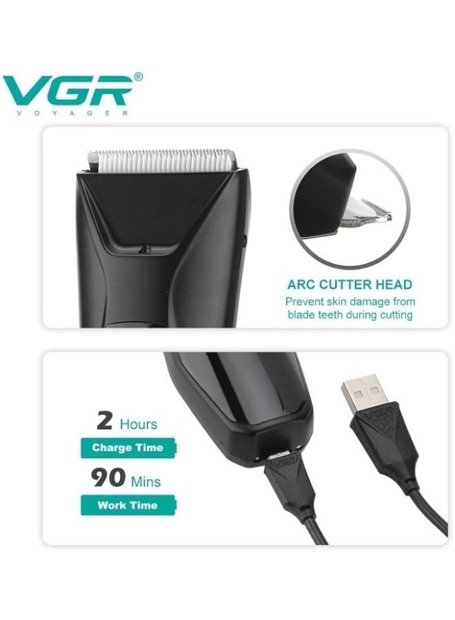 VGR V- 938 Body Hair Trimmer for Men - Men Ball Trimmer, Groin Hair Trimmer with 4 Trimming Combs, Waterproof Pubic Hair Trimmer Wireless Charger Dock Body Groomer with LED Spotlight & Travel Lock Black - Image 3