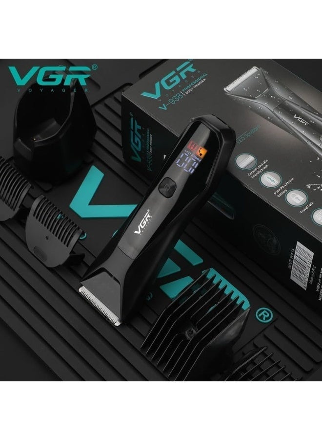 VGR V- 938 Body Hair Trimmer for Men - Men Ball Trimmer, Groin Hair Trimmer with 4 Trimming Combs, Waterproof Pubic Hair Trimmer Wireless Charger Dock Body Groomer with LED Spotlight & Travel Lock Black - Image 5