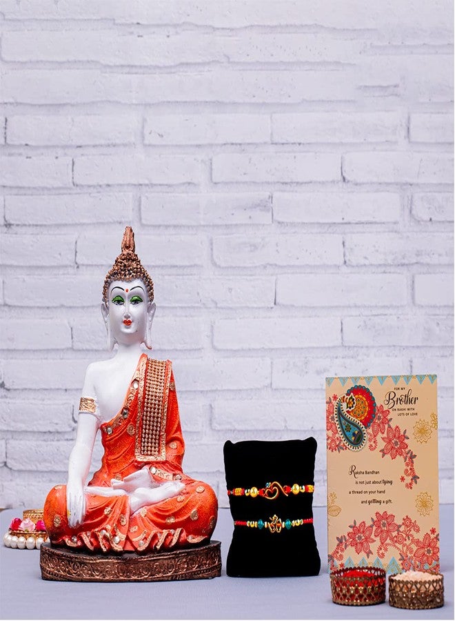 ARCHIES Rakhi Collection For Rakshabandhan | Rakhi For Brother | Rakhi for Bhaiya and Bhabhi | Rakhi Combo Gift Hamper (BREEZY-BUDDHA RAKHI COMBO) - Image 1