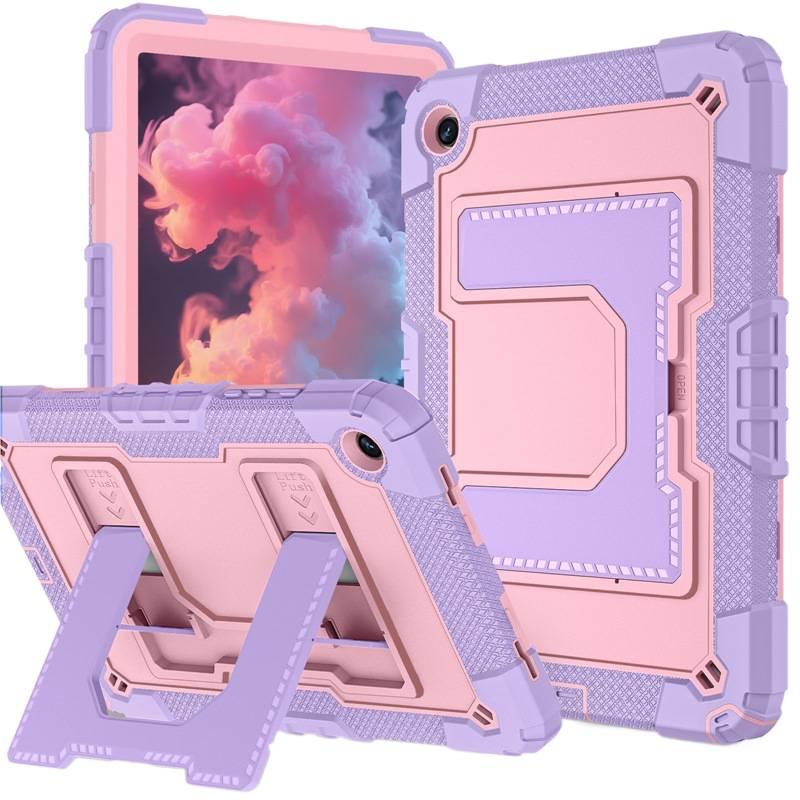 حافظة سامسونج تاب مقاومة للصدمات متوافقة مع Samsung Galaxy Tab A9 Plus / Samsung Galaxy Tab A9 باللون ذهبي وردي مع غطاء حماية ووظيفة حامل وحمل يومي للتابلت مقاوم للصدمات بوظيفة حا. - Layan Lure - Image 3