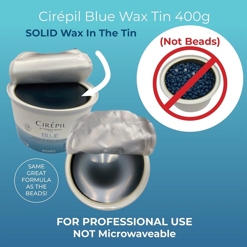 Cirepil - Blue - 400g / 14.11 oz Hard Wax Tin - Face & Body Wax, Unscented & No Strip Needed - Perfect for Sensitive Skin & Brazilian Waxing - Pre-Melted in Tin - Fluid Gel Texture, Easy Hair-Removal - Image 3