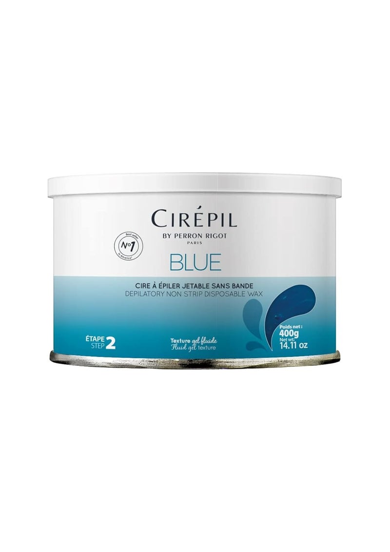 Cirepil - Blue - 400g / 14.11 oz Hard Wax Tin - Face & Body Wax, Unscented & No Strip Needed - Perfect for Sensitive Skin & Brazilian Waxing - Pre-Melted in Tin - Fluid Gel Texture, Easy Hair-Removal - Image 1