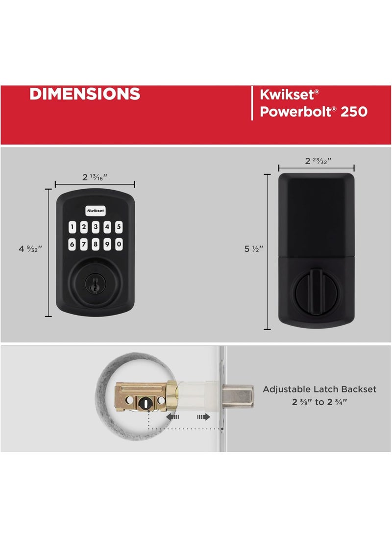 Kwikset Kwikset 9250TRS15S Transitional Powerbolt 2 Electronic SmartCode Deadbolt SmartKey with RCAL Latch and RCS Strike Satin Nickel Finish  - Image 2