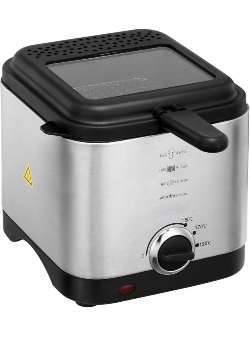 Generic - Deep Fryer 1.5L 900W With Viewing Window Stainless Steel with Filter Basket, Deep Fryer with Detachable Enamel Oil Tank Adjustable Temperature Suitable for Home Kitchens and Parties - Image 1