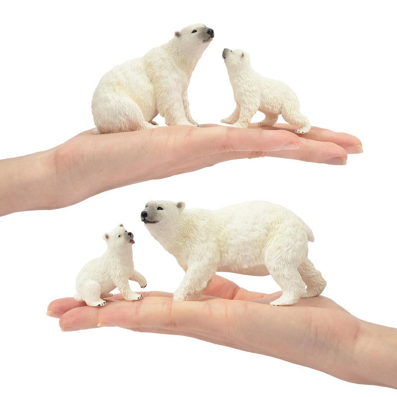 Toymany 6PCS Polar Bear Figurines Toy with Polar Bear Cub, 2-4" Realistic Plastic Arctic Animals Figures Family Set for Christmas Educational Toys Cake Toppers Birthday Gifts for Kids - Image 3