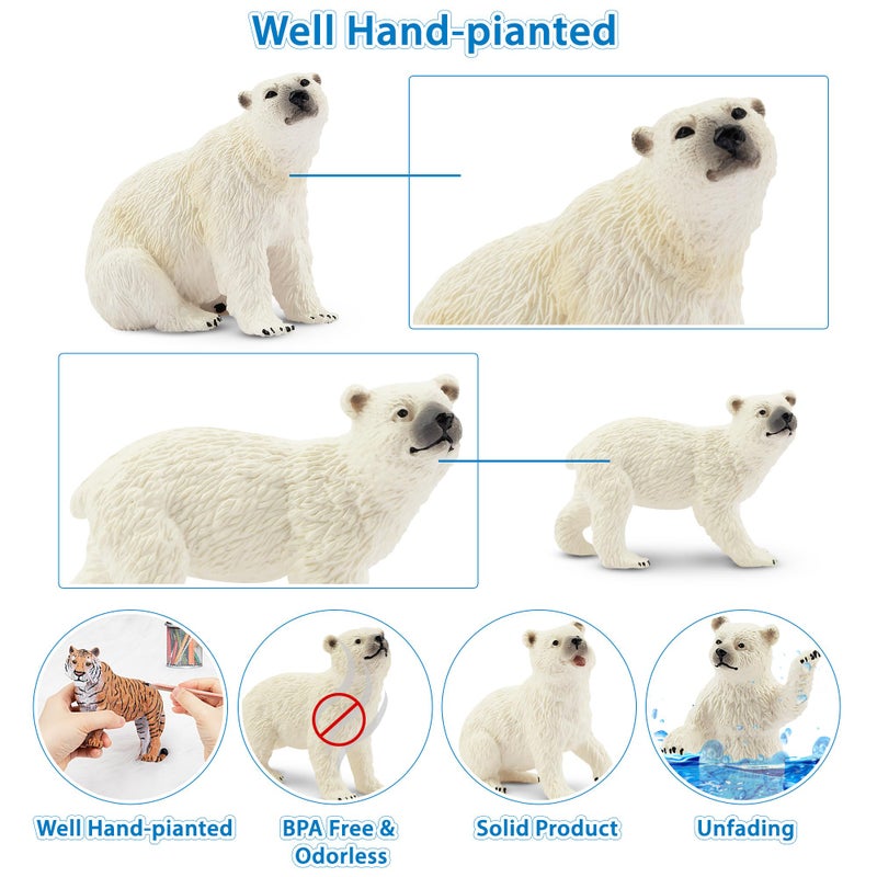 Toymany 6PCS Polar Bear Figurines Toy with Polar Bear Cub, 2-4" Realistic Plastic Arctic Animals Figures Family Set for Christmas Educational Toys Cake Toppers Birthday Gifts for Kids - Image 5