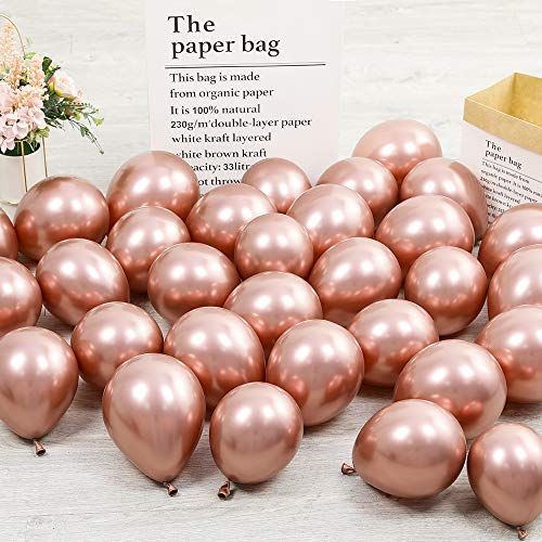 EASUTE 100pcs 5inch Tiny Rose Gold Silver Chrome Metallic Latex Balloons for Birthday Party Bridal Baby Shower Engagement Wedding Party Decorations Rose Gold Silver - Image 5