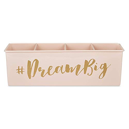 Elan Metal Pen and Pencil Stationary Storage Tidy Desk Organizer with 4 Compartment for Home Library and Office Unique Gifts Desk Decor Table Top Organizer (Dreambig, Pink) - Image 5