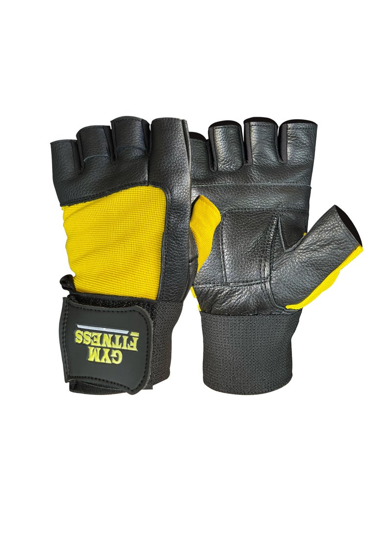 Spall Real Leather Weight Lifting Gloves Exercise Gloves Breathable Gym Gloves Weight Lifting Gloves For Men And Women Fingerless Workout Gym Gloves With Wrist Support Crossfit Lifting Training Cycling  - Image 1
