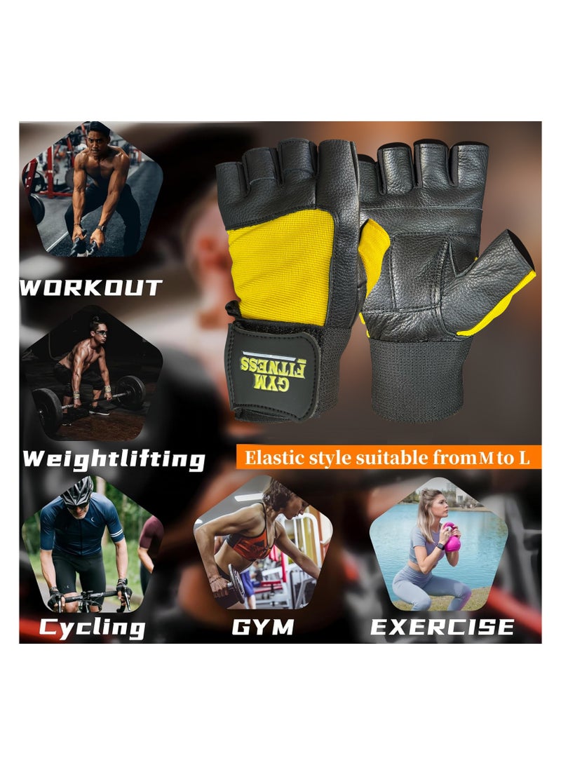 Spall Real Leather Weight Lifting Gloves Exercise Gloves Breathable Gym Gloves Weight Lifting Gloves For Men And Women Fingerless Workout Gym Gloves With Wrist Support Crossfit Lifting Training Cycling  - Image 3