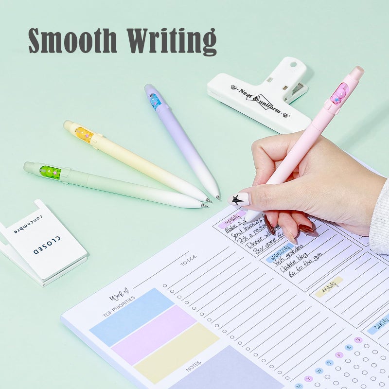 BAYTORY 4Pcs Cute Erasable Gel Pens, Rotatable Black Ink Pen with 10 Refills, 0.5mm Fine Point with Erasers, Quick Dry Erasable Pens for Completing Sudoku and Crossword Puzzles (Black Ink) - Image 5