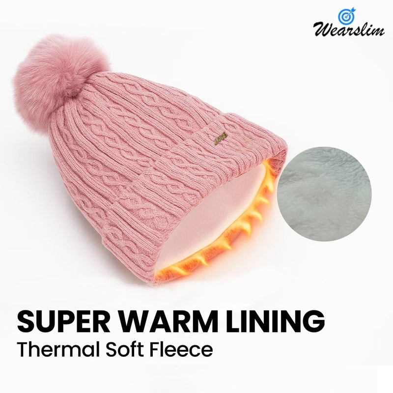 Wearslim ® Warm Knit Hats, Skull Cap with Neck Warmer Winter Wear Beanie Hats Scarf Set for Men and Women - Image 2