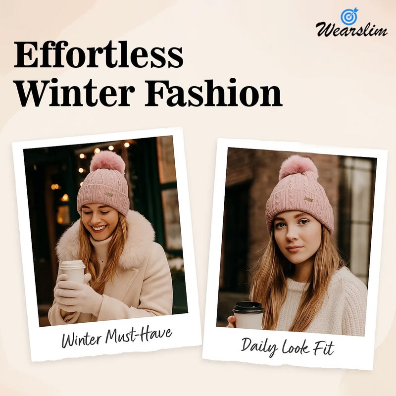 Wearslim ® Warm Knit Hats, Skull Cap with Neck Warmer Winter Wear Beanie Hats Scarf Set for Men and Women - Image 3