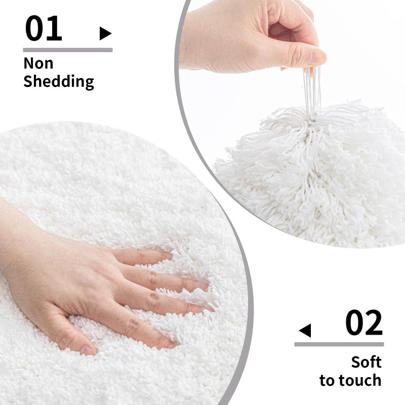 Disolla White Bathroom Rug 20x32 - Non-Slip Plush Thick Bath Mat, Highly Absorbent & Ultra Soft Fluffy Floor Mat, Machine Washable for Shower and Tub - Image 4
