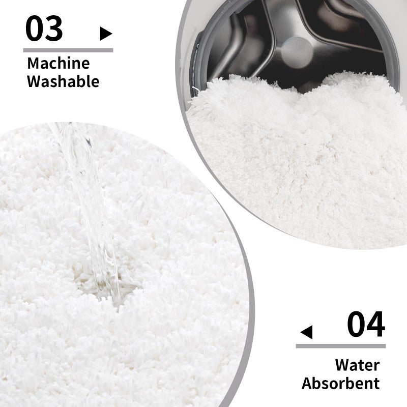 Disolla White Bathroom Rug 20x32 - Non-Slip Plush Thick Bath Mat, Highly Absorbent & Ultra Soft Fluffy Floor Mat, Machine Washable for Shower and Tub - Image 5