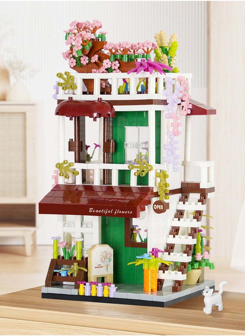 Street View Series Ideal Flower House - Micro Particle Assembling Building Blocks Handmade DIY Toy Gift  - Image 1