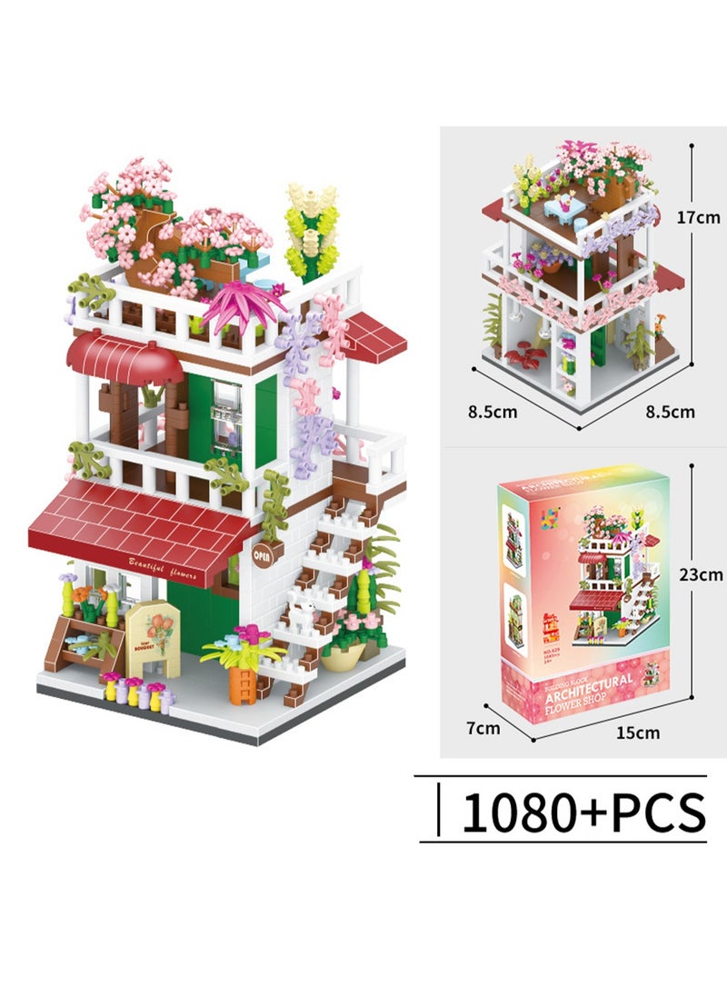 Street View Series Ideal Flower House - Micro Particle Assembling Building Blocks Handmade DIY Toy Gift  - Image 2