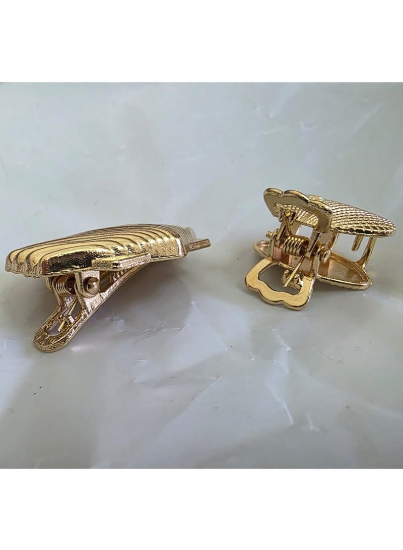 Women's Gold-Plated Metal Seashell Hair Clip Set - 2 Pieces, Elegant Hair Accessories for Everyday Styling and Special Occasions, Suitable for All Hair Types - Image 4