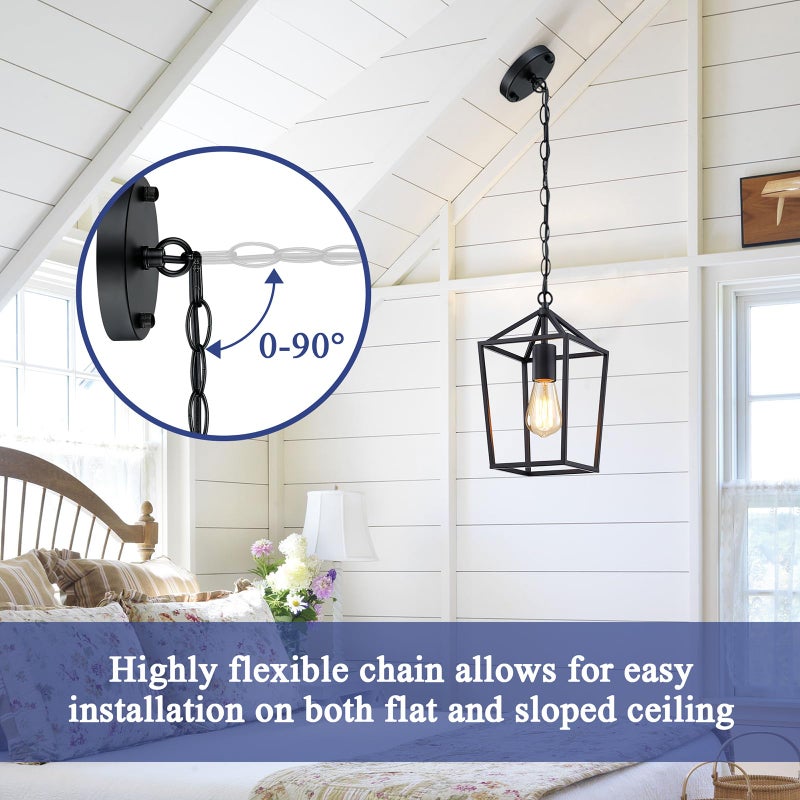 Sheetea 2-Pack Farmhouse Pendant Lights Kitchen Island, Black Pendant Light Fixtures Hanging Lamp for Dining Room, Modern Kitchen Pendant Lighting Over Island, Metal Cage Design - Image 5