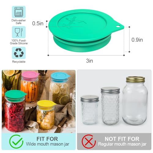 Sophico Silicone Fermenting Lids, Waterless Airlock Fermentation Tops Mason Jar Lid Fermenter Caps for Pickles, Kimchi, and Fermented Probiotic Food - 4 Pack, Wide Mouth (Jars Not Included) - Image 2