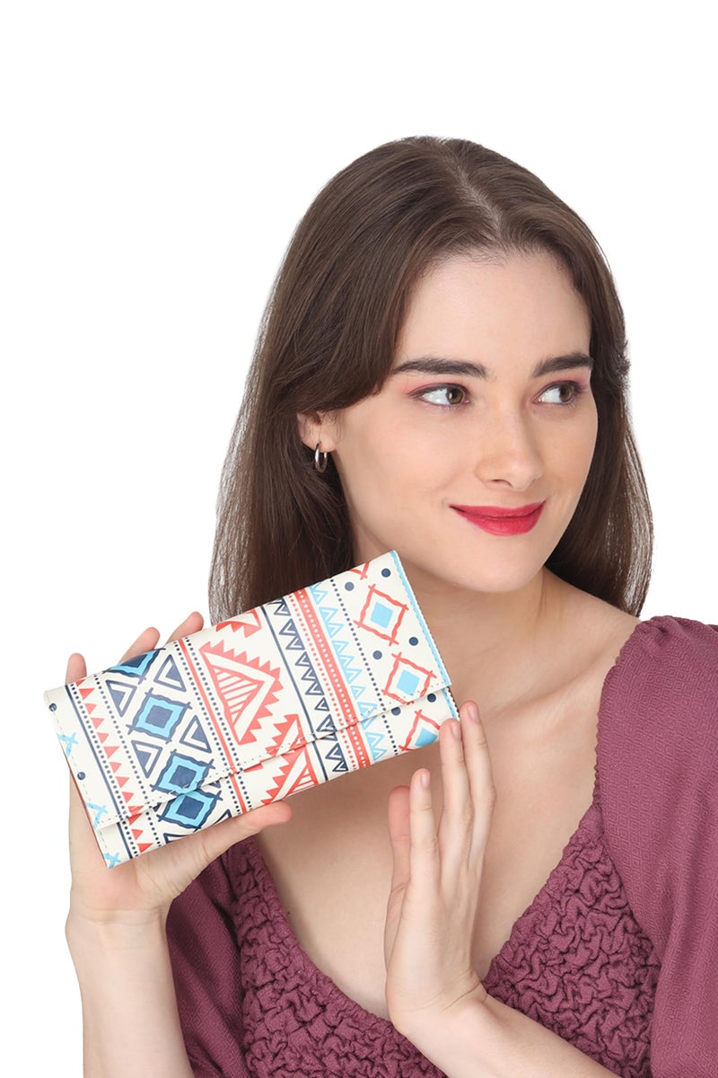 ShopMantra Faux Leather Womens Wallet for Woman | Ethnic Tribal Pattern | Stylish Long Clutch with Card Holder & Money Organizer, Multicolour - Image 5