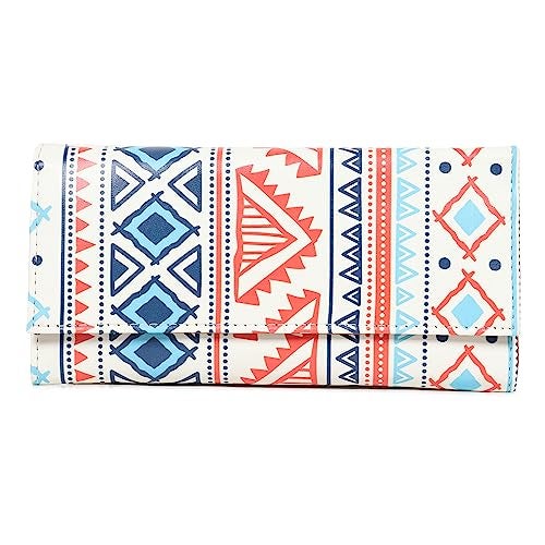 ShopMantra Faux Leather Womens Wallet for Woman | Ethnic Tribal Pattern | Stylish Long Clutch with Card Holder & Money Organizer, Multicolour - Image 1