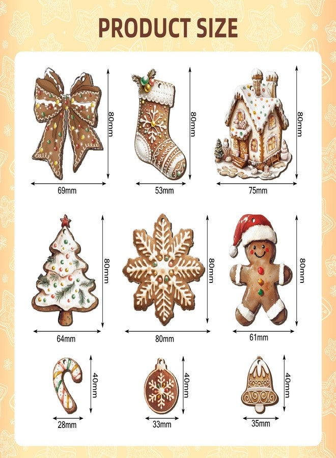 Yookeer مجموعة يوكير من 36 قطعة من زينة عيد الميلاد المصنوعة من خبز الزنجبيل، زينة خشبية معلقة على شكل فيونكة لشجرة عيد الميلاد، زينة عتيقة الطراز لعيد الميلاد على طراز المزرعة، بطاقات مزينة بحبل، ديكورات لعطلة الشتاء - Image 2
