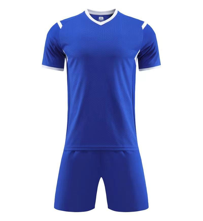 Generic New football uniform suit childrens uniform printed mens and womens competition team uniform childrens adult sports training uniform Colored blue