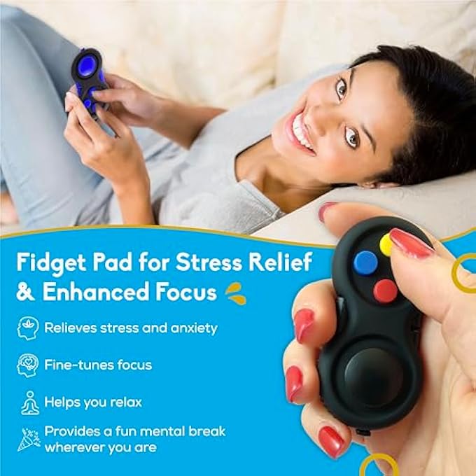 PILPOC (Black & Mix) - Fidget Controller Pad Shank- Premium Quality Fidget Game Focus Toy, Smooth ABS Plastic with Exclusive Protective Case, Stress Relief Toy, for Add/ADHD (Black & Mix) - Image 2