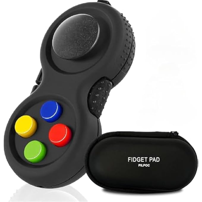 PILPOC (Black & Mix) - Fidget Controller Pad Shank- Premium Quality Fidget Game Focus Toy, Smooth ABS Plastic with Exclusive Protective Case, Stress Relief Toy, for Add/ADHD (Black & Mix) - Image 1