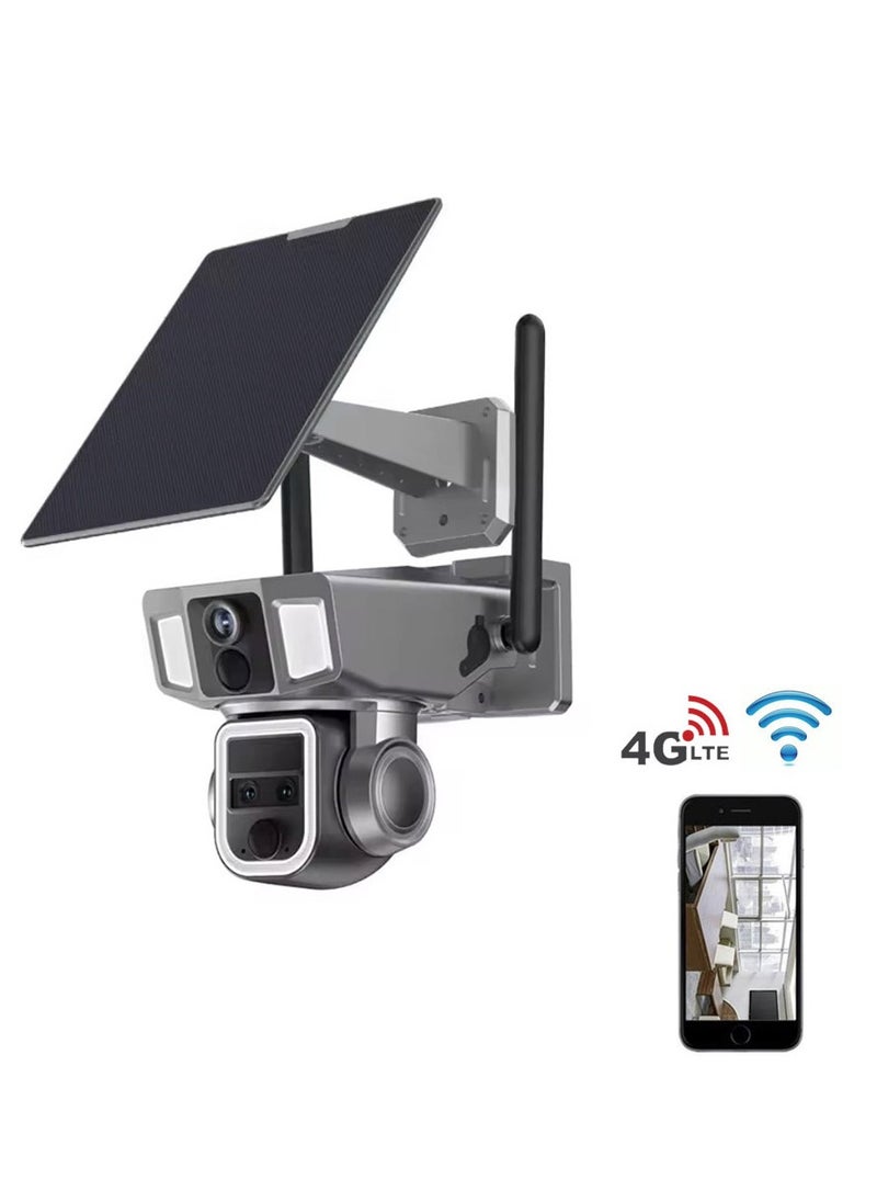 Crony - CRONY Y7A 4G-WiFi-4K-8MP(10X) Solar Triple-lens Linkage Camera CCTV 9W Solar Panel - Image 1