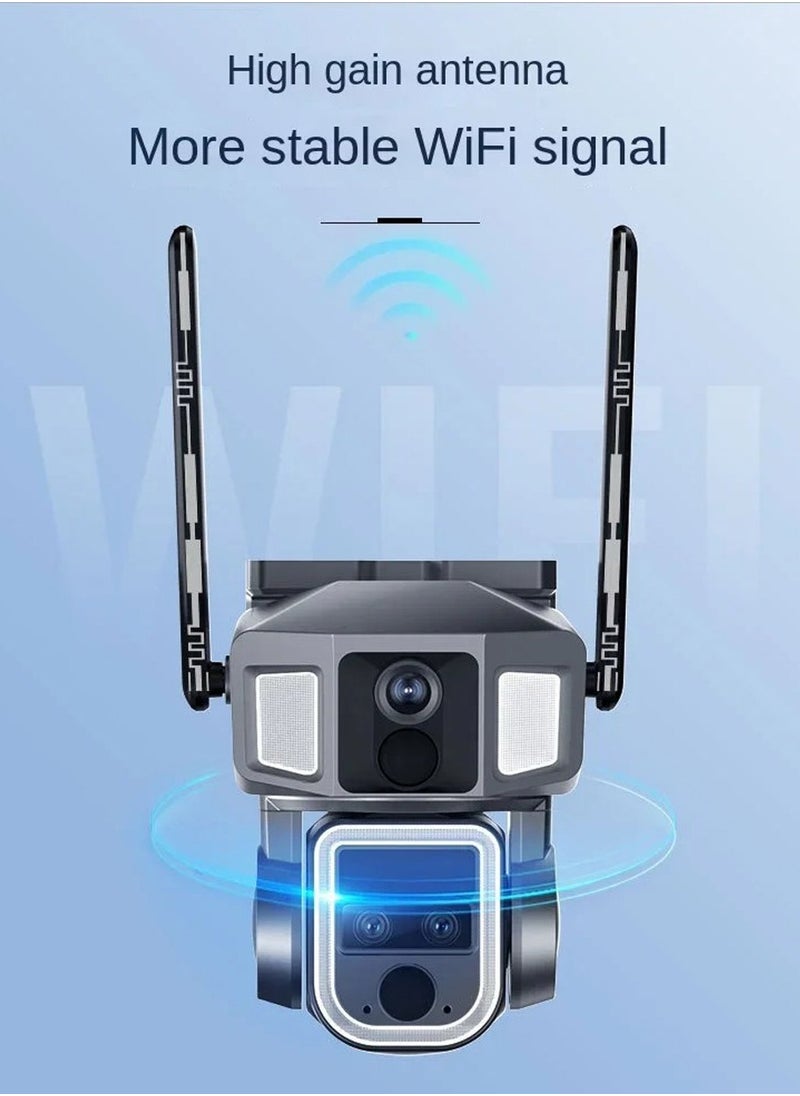 Crony - CRONY Y7A 4G-WiFi-4K-8MP(10X) Solar Triple-lens Linkage Camera CCTV 9W Solar Panel - Image 1
