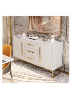 AWD Elegant Sideboard, Storage Organizer Cabinet, Multifunctional Sideboard Buffet Server Engineered Wood Tempered Glass Top, Ideal for Dining Room, Kitchen or Living and Home Décor. (White)  - Image 2