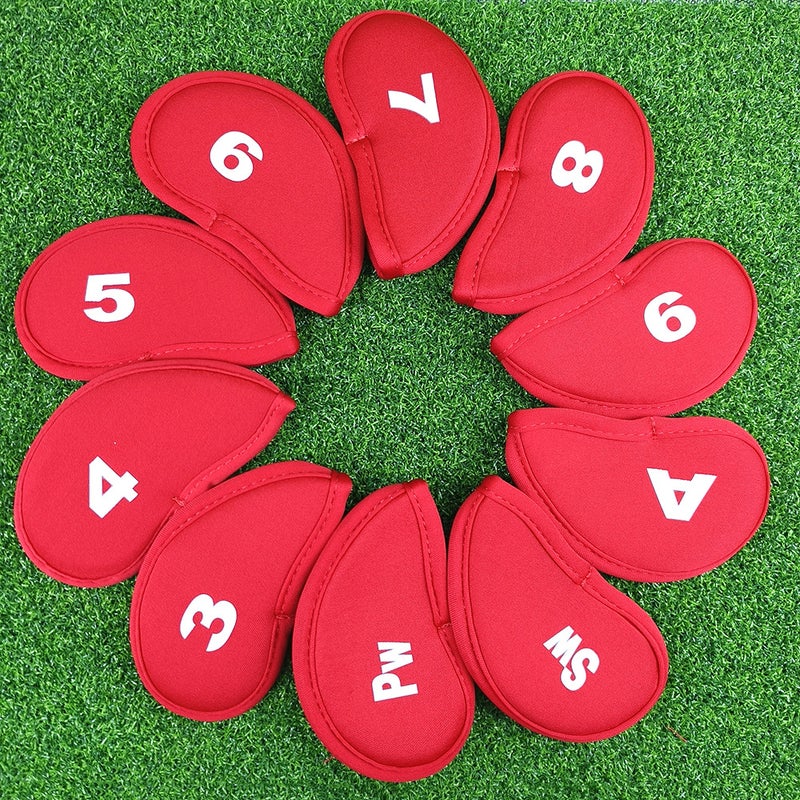 Generic Thickened Golf Club Head Covers Set of 10 Red