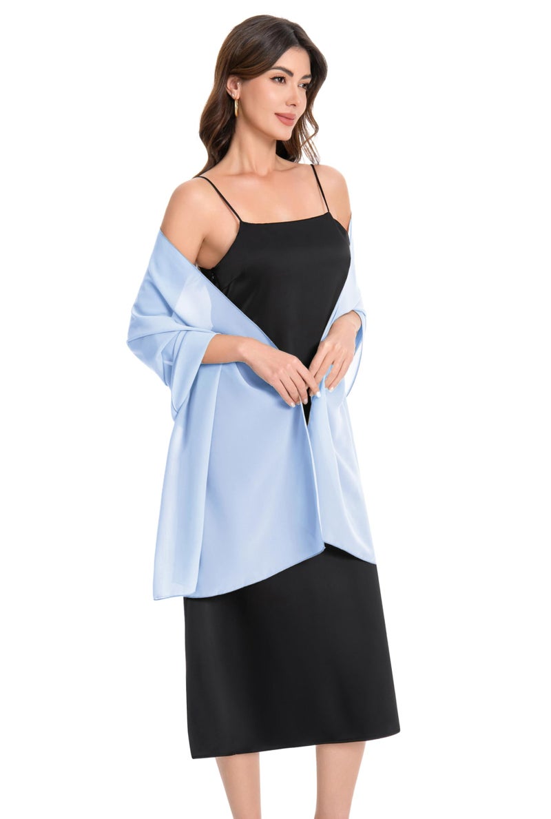 Baoqiya Women's Shawls and Wraps for Evening Dress Chiffon Shawl Soft Elegant Silky Pashmina Wedding Bridal Scarf(Sky blue, 79"Ã—19") - Image 4