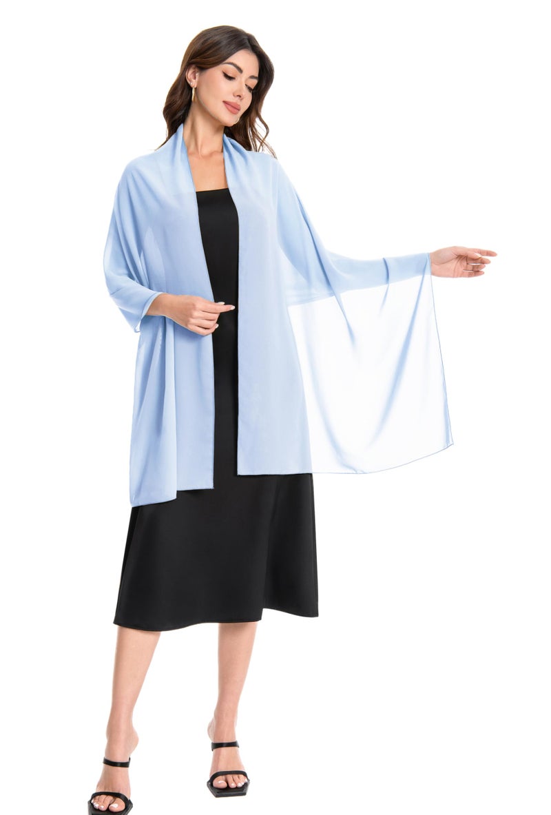 Baoqiya Women's Shawls and Wraps for Evening Dress Chiffon Shawl Soft Elegant Silky Pashmina Wedding Bridal Scarf(Sky blue, 79"Ã—19") - Image 5