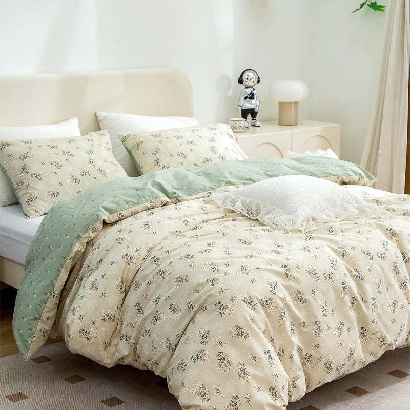 Jane yre Floral Duvet Cover King  Brushed Microfiber 3 Pieces Floral Bedding Set King  Garden Style Flower Pattern Flower King Duvet Cover  with Zipper Closure  Luxury Soft Breathable Comfy (Floral  King) - Image 4