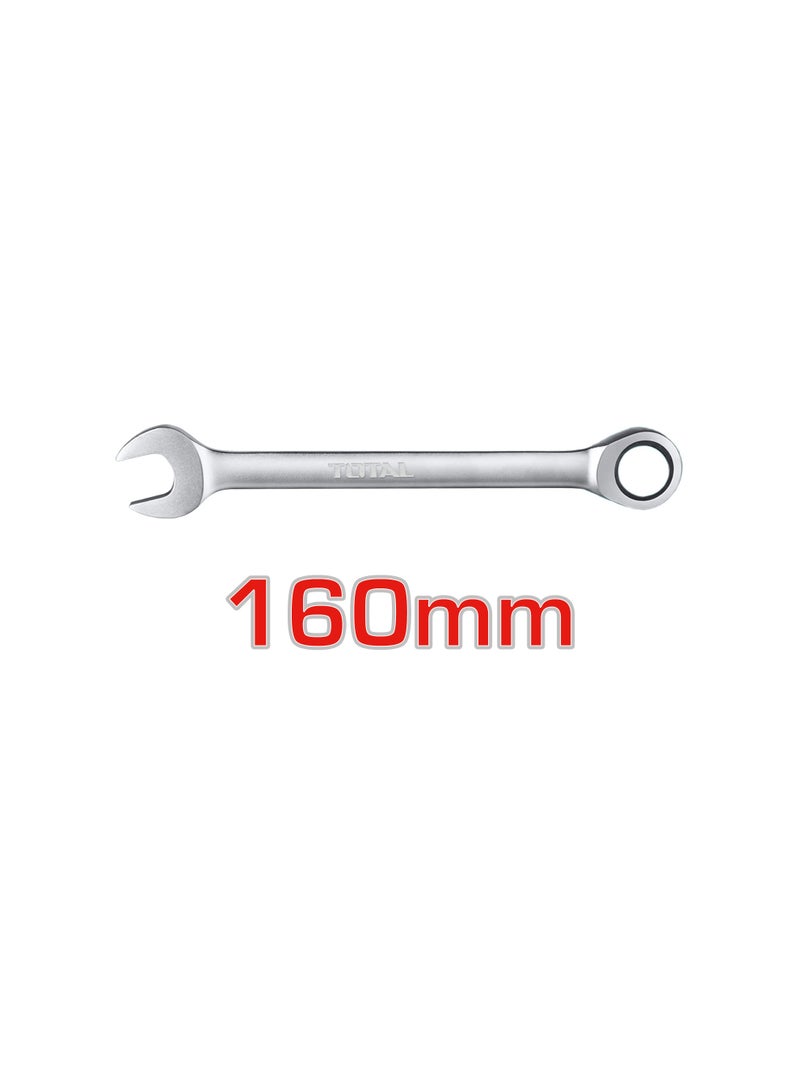 توتال مفتاح ترّس من توتال مقاس 10 مم، مصنوع من فولاذ كروم-فاناديوم (Cr-V)، مطلي بالكروم بتشطيب غير لامع، مزود بترّس 72 سن مع رأس كروم-مولبدنوم (Cr-Mo)، بطول 160 مم - Image 4