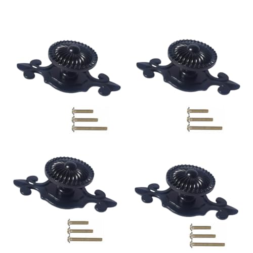 GDQLCNXB Black Antique Vintage Retro Drawer Cabinet Metal Knobs with Backplates 4PCSMushroom Shape Pulls Handle Dresser Knob - Image 1