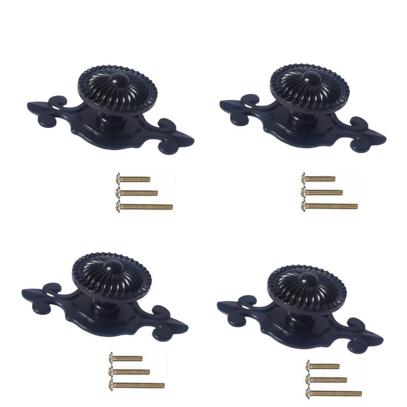 GDQLCNXB Black Antique Vintage Retro Drawer Cabinet Metal Knobs with Backplates 4PCSMushroom Shape Pulls Handle Dresser Knob - Image 2