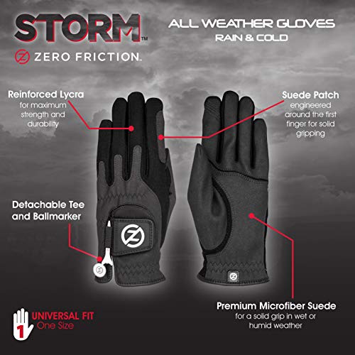 Zero Friction Women's Storm All Weather Golf Gloves, One Size, Black, Pair - Image 3