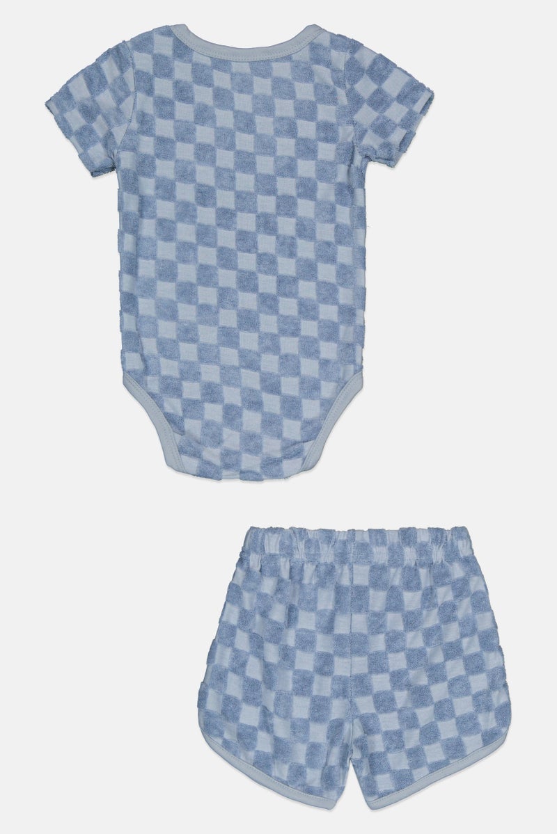 English Laundry Toddlers Boy 2 Pieces Textured Romper And Shorts Set, Slate Blue - Image 3