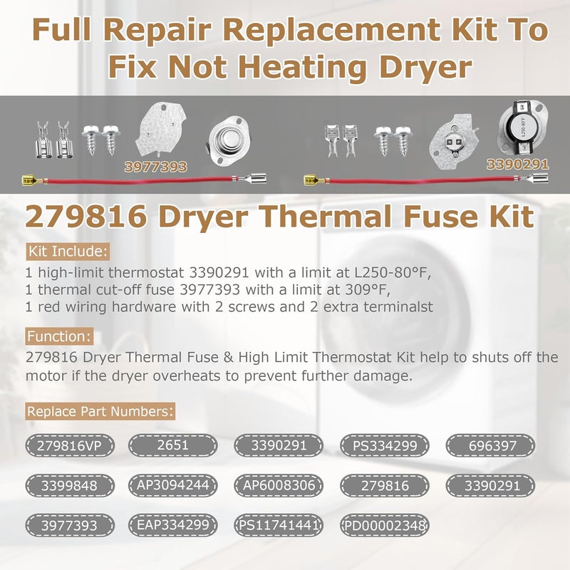 prime&swift 279838 عنصر تسخين المجفف و279816 3387134 3977767 طقم منظم حرارة المجفف، 3392519 مجموعة الصمامات الحرارية المدمجة من برايمسويفت، بديل لـ 3403585، 8565582 - Image 3