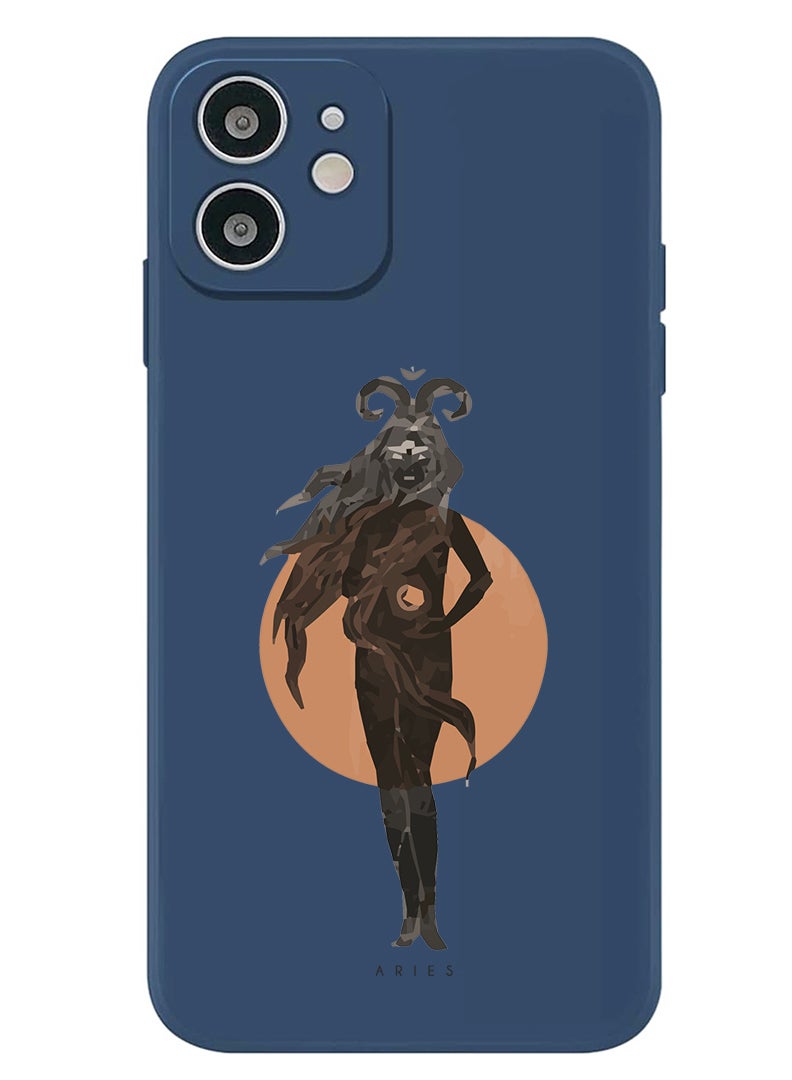 Theodor Protective Slim Fit Case Liquid Silicone Cover with Full Body Protection Anti-Scratch Shockproof Case For iPhone 12 Blue  - aries - Image 1