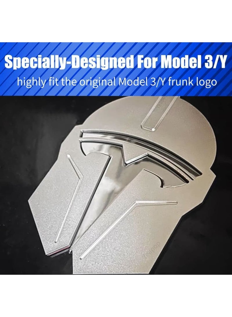 SOLARAE ملصق شعار معدني ثلاثي الأبعاد لسيارة تسلا موديل 3 وموديل Y، شعار صندوق أمامي، ملصق شعار T لسيارة تسلا، مع سلسلة تسلا موديل 3/S/X/Y (فضي) - Image 4